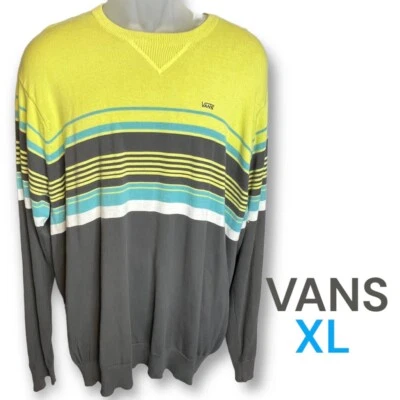 Men’s Vans Knit Pullover Sweater XL 100% Cotton Long Sleeve Striped  - Image 1 of 4