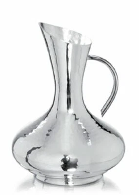 Decanter vino argentato argento con manico stile martellato - Immagine 1 di 2