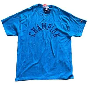 Champion Mens Tee Size Large Blue Logo Graphic Short Sleeve T-Shirt - Picture 1 of 7
