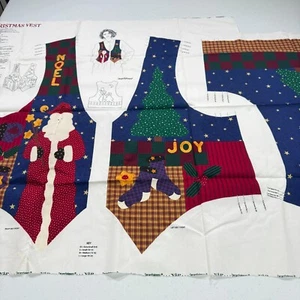 vintage vip cranston fabric panel christmas vest - Picture 1 of 9