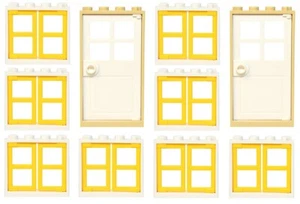 š LEGO windows + doors for house (pack of 10) 1x4x3 SLIM Tan Yellow BRAND NEW - Picture 1 of 3