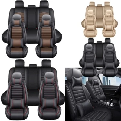 For Buick Car Seat Cover 5-Seat Full Set Leather Front Rear Protector Breathable - Image 1 of 4