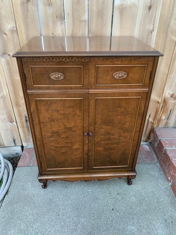 Vintage Walnut Record Cabinet Cover