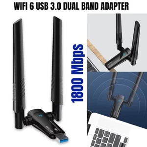 WiFi 6 USB 3.0 Adapter 1800Mbps Dual Band 2,4GHz 5GHz Netzwerkkarte mit High - Bild 1 von 15