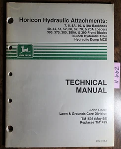 John Deere Backhoe Loader Blade Tiller Dump Horicon Hydraulic Technical Manual  - Picture 1 of 19