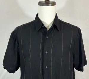 Havanera Shirt Mens XL Black Linen Rayon Short Sleeve Button Up Beachy - Picture 1 of 10