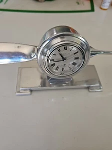 Propeller Desk Clock 1900's Trench Art Aluminum Art Deco Aviation Plane Decor  - Picture 1 of 6