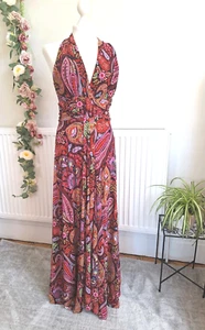 FABULOUS PHASE EIGHT MULTICOLOURED STETCHY PAISLEY PRINT MAXI DRESS Sz 12 - Picture 1 of 6