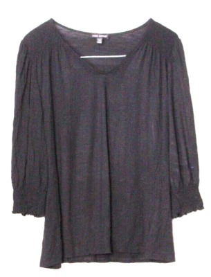 CAMISA DE PUNTO LANE BRYANT damas talla 14/16 negra manga 3/4 detalle smocking sedosa Foto 1 de 4