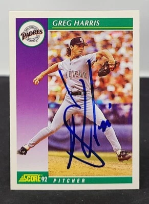 GREG HARRIS Signed Autographed 1992 Score Baseball Card #378 San Diego Padres - Image 1 of 2