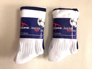NEW Set of 2 Score Soccer White/Navy Socks Youth 12,5-4 Shoe Size - Picture 1 of 4