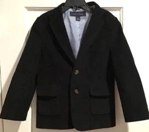 Tommy Hilfiger Corduroy Blazer Jacket Boys Navy Blue Elbow Patch Sz 6 EUC - Picture 1 of 5