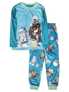 Star Wars Boys Blue Yoda Long Sleeve T-Shirt Sleep Pants Pajama Set - Picture 1 of 2