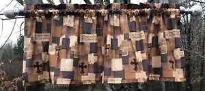Christian Religious Valance Bible Scripture Cross Patches Church Brown Curtain
