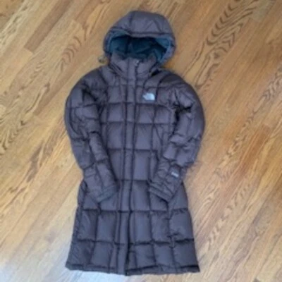EUC THE NORTH FACE WOMENS LONG METROPOLIS 600 DOWN XS BROWN COAT JACKET PARKA - Image 1 of 4