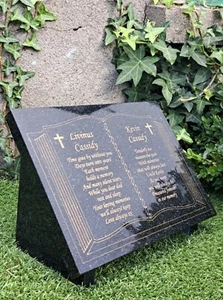  Personalised  Granite Open Book Bible Memorial Slanted Grave Plaque Headstone - Picture 1 of 4