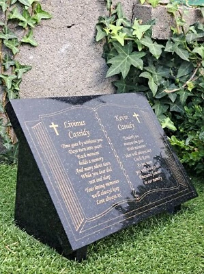Personalised Granite Open Book Bible Memorial Slanted Grave Plaque Headstone