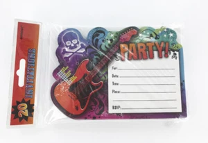 Rock Star Guitar Birthday Invitations - 20/Pack - Postcard Style - Kids Party - Picture 1 of 1