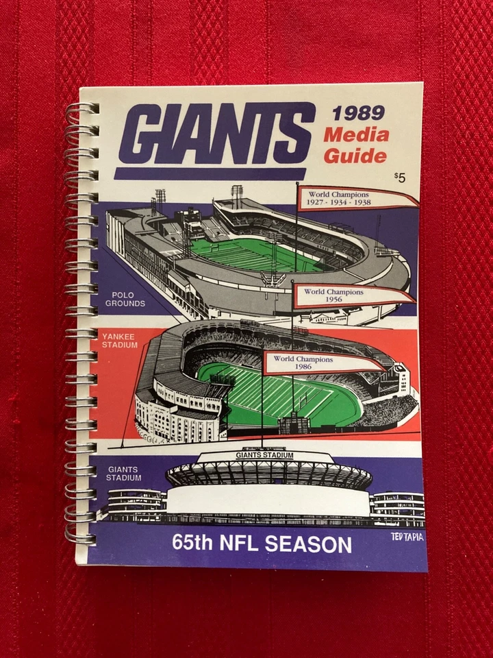 NFL New York Giants 1989 guía de medios / Anderson / Banks / Oates / Simms / Taylor Foto 1 de 1
