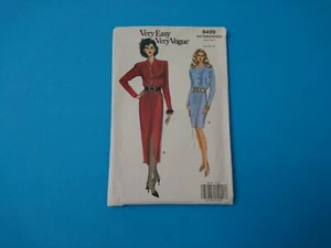 VOGUE 8499 sewing pattern vintage very easy MISSES DRESS Size 14-16-18 (1992) UC - Picture 1 of 8