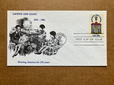 1981 18c Savings & Loan Sesquicentennial 1911 KMC Venture FDC  LE / 300 - Image 1 of 2
