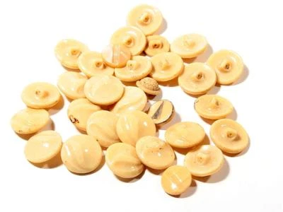 Lot (30) vintage Czech Deco mixed geometric beige glass buttons - Image 1 of 2