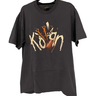 Camisa Vintage Y2K Korn Bagpipes 2000 Nu Banda de Metal Dupla Face Adulto Grande  - Imagem 1 de 4