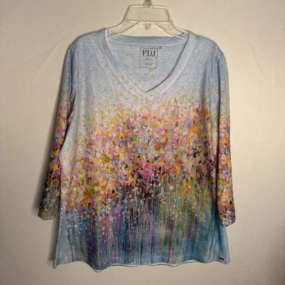 Top FDJ para mujer talla L multicolor floral manga 3/4 pop prístino Foto 1 de 4