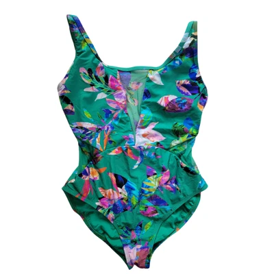 La Blanca size 10 Floral One-Piece Swimsuit Nylon Spandex Tropical  #3448 - Image 1 of 4
