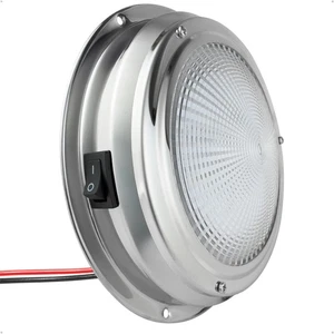Marine LED Interior Dome Light, 6" Boat Ceiling LED Lights Round Stainless Steel - Picture 1 of 7