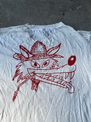 Винтажная футболка 1950-х Johnny Dollar Backs The Pack BVD Wolf потертая размер M 60-е - Изображение 1 из 4