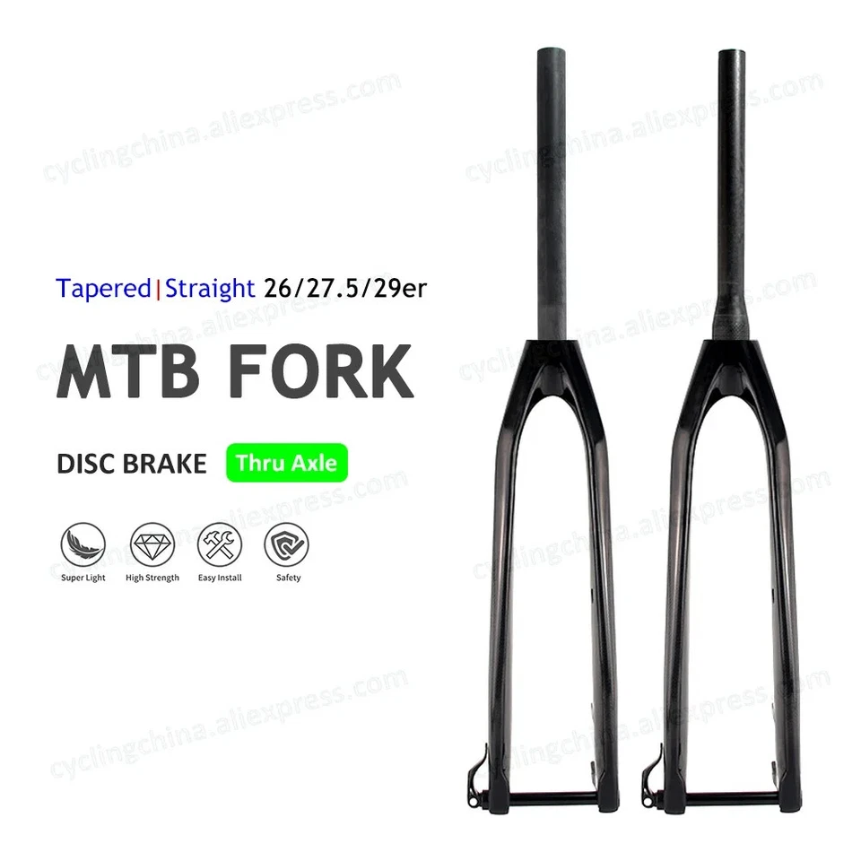 Thru Axle 15mm*100mm MTB Hard Fork 26/27.5/29er Disc Brake Carbon Front Fork  - Image 1 of 4