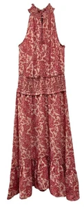 Express Damen Paisley Maxikleid Größe Small gesmokte Taille Stufen Rüschen - Bild 1 von 12