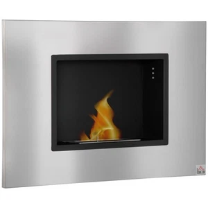 HOMCOM Calentador de Chimenea de Bioetanol de Montaje en Pared con Tanque de 1.2L, Plateado - Imagen 1 de 12