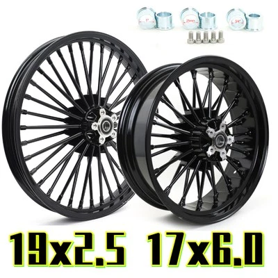 19X2.5 17X6.0 Fat Spoke Wheels Rims for Harley Dyna Street Bob Low Rider FXDF - Image 1 of 4