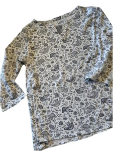Croft & Barrow Gray Doves Birds Pullover Top Women’s Sz Medium 100% Cotton - Picture 1 of 6