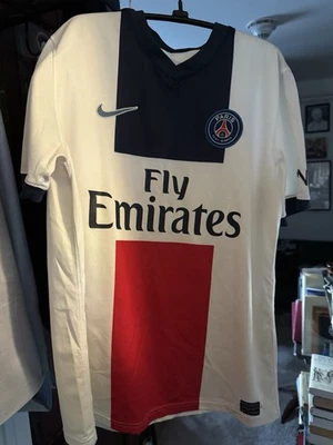 Edinson Cavani PSG 2013-2014 White Nike Away Jersey gently used M - Image 1 of 3