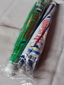 Older Lot Of 2 UMBRELLA HATS one Green/clear stripe & one blue/white stripe - Picture 1 of 5