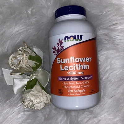 Now Foods подсолнечный лецитин 1200 мг 200 гелевых капсул гарантированное качество GMP, кошерный, - Изображение 1 из 4