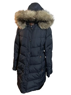 Ralph Lauren Women Size XL Faux Fur Hood Black Down Puffer Coat full zip snap - Image 1 of 4