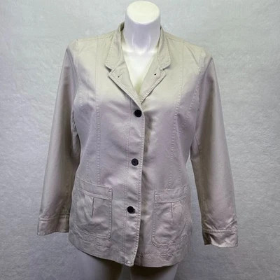 Куртка на пуговицах Coldwater Creek льняная сафари блейзер желтовато-коричневая хаки размер 14 - Изображение 1 из 4