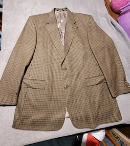 Vtg Burberry's Houndstooth Blazer Size 46L Brown Wool Sport Coat Two Button USA - Picture 1 of 13