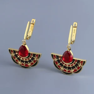 Elegant 925 Silver Drop Earrings with Garnet CZ – Party Wear Gift for Her - Picture 1 of 8