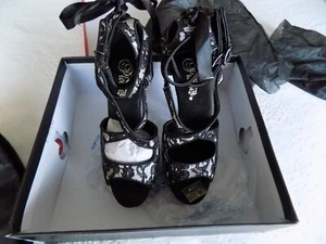 Pleaser Champagne Satin-Laced Black Matte High heal Shoes New - Picture 1 of 8