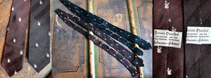 VTG LOT 2 NEW NWOT 50s PHARMACIST NECKTIES BARINI JOHNSON J&J SKINNY RED BLACK - Picture 1 of 8