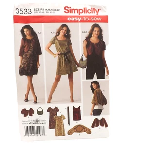 Simplicity 3533 Ladies Dress Shrug Jacket Bag Sewing Pattern size 14 16 18 20 22 - Picture 1 of 4