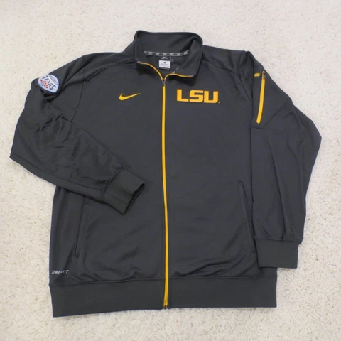 LSU Tigers Jacket Adult Large Gray Nike Dri Fit Advocare Bowl Football Full Zip Cover