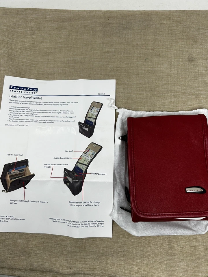 Travelon Convertible Leather Organizer Bag Crossbody w/ Flap Front Red - Image 1 of 4