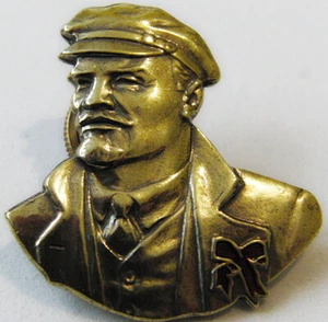 URSS Soviético Ruso VLADIMIR LENIN Insignia Latón 4 x 3,5 cm Tornillo trasero - Imagen 1 de 2