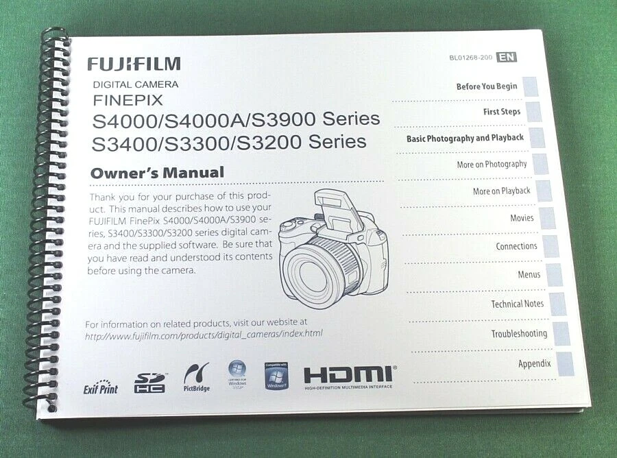 Fujifilm FinePix S4000 S3400 S3300 S3200 Owner's Manual: W/ Protective Covers! - Image 1 of 1